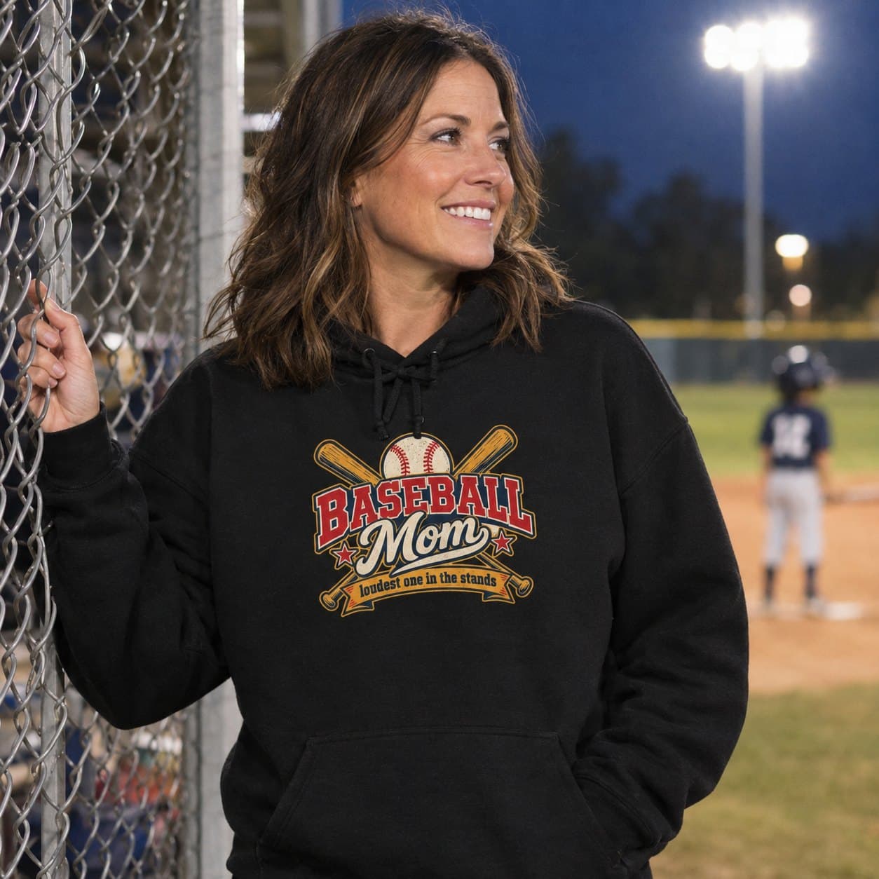 Baseball Mom Hoodie, worn