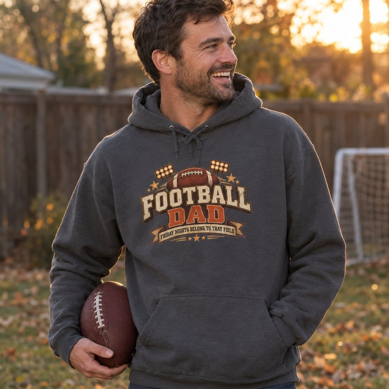 Football Dad Hoodie, worn