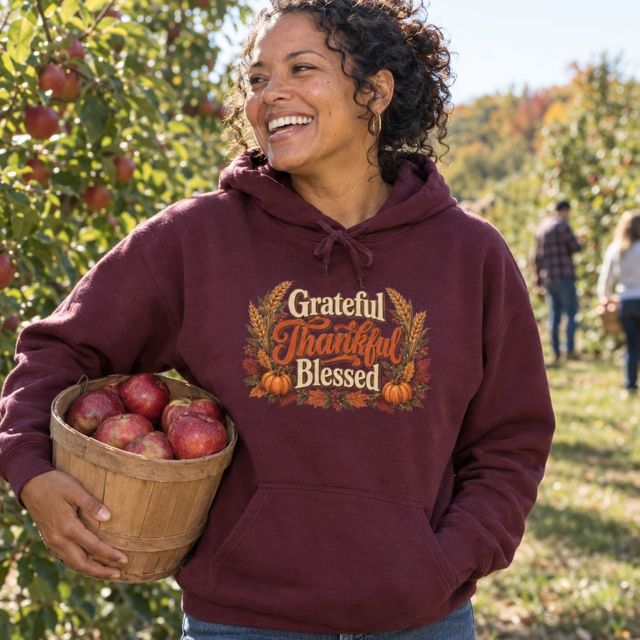 Grateful Thankful Blessed Hoodie, worn