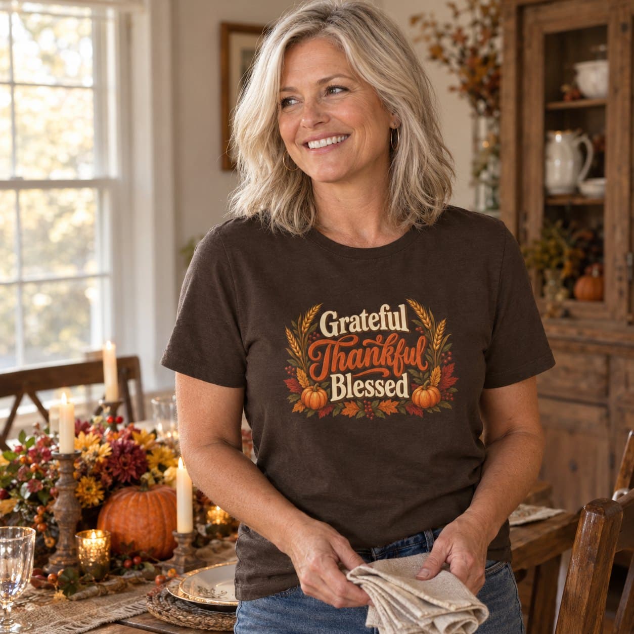 Grateful Thankful Blessed Tee, worn